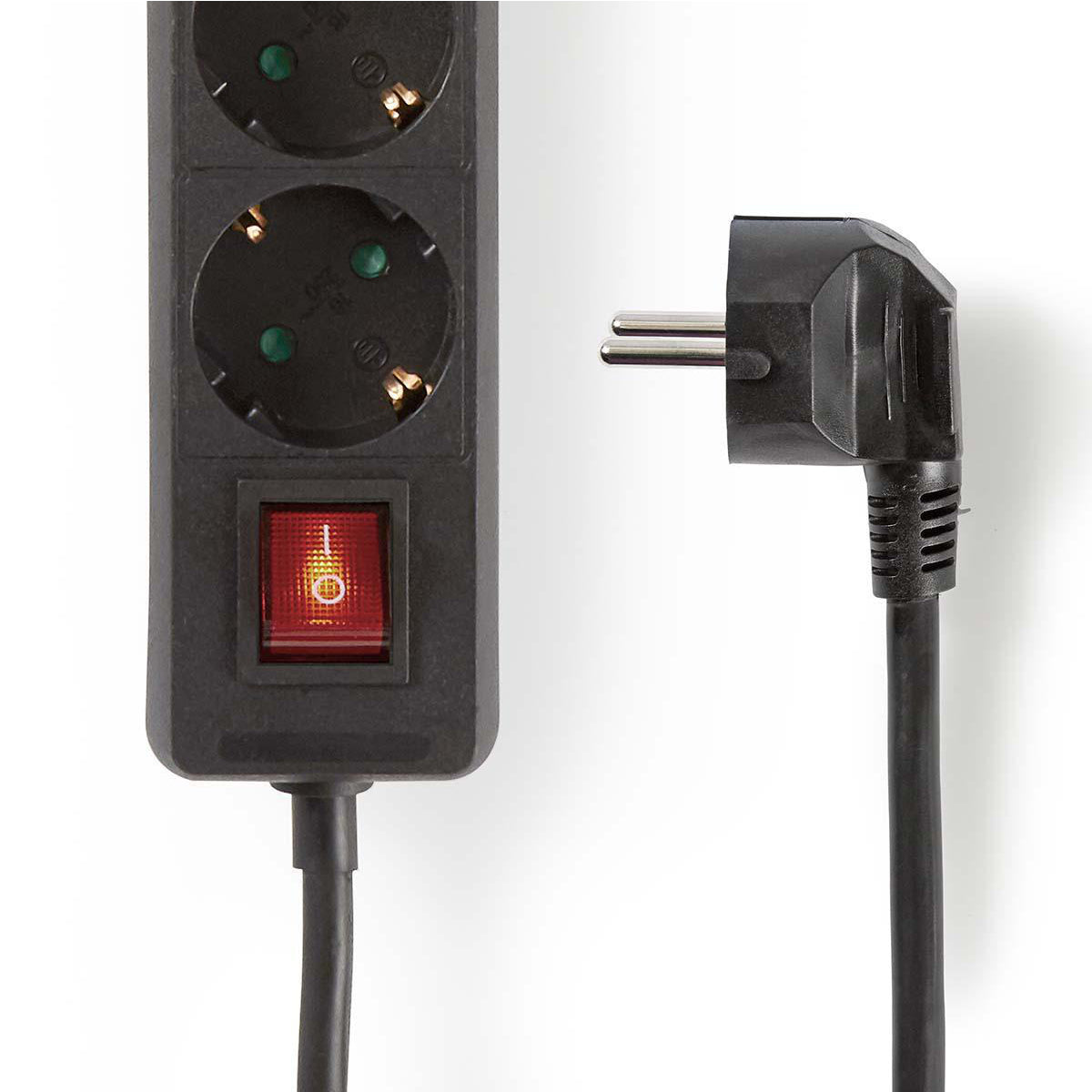 NEDIS - Fjöltengi 6 innstungur M. Rofa 1.5M Sv